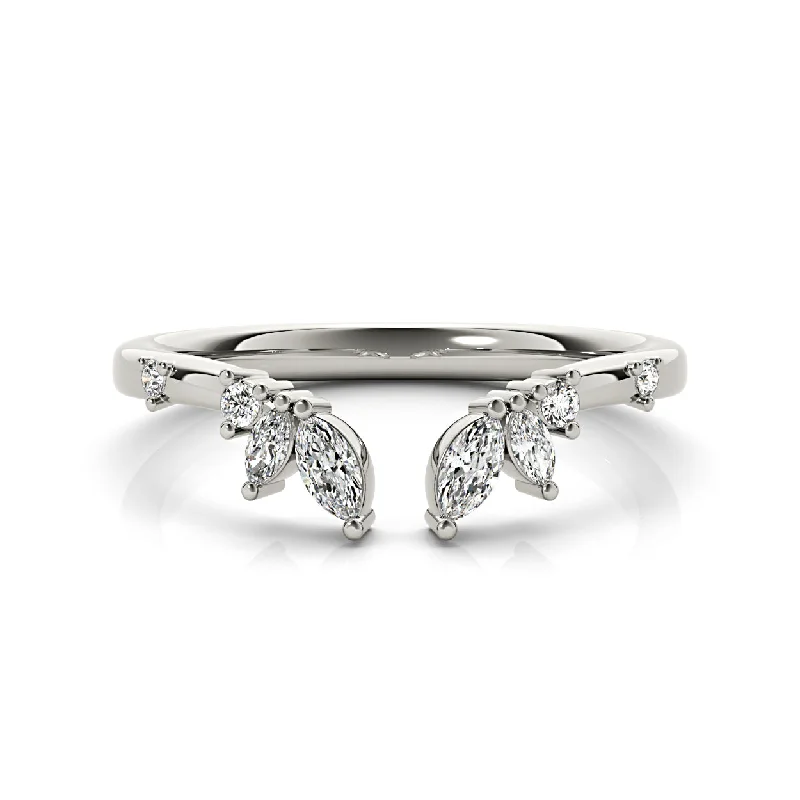 Classic Gold Band Ring-Round And Marquise Diamond Open Band