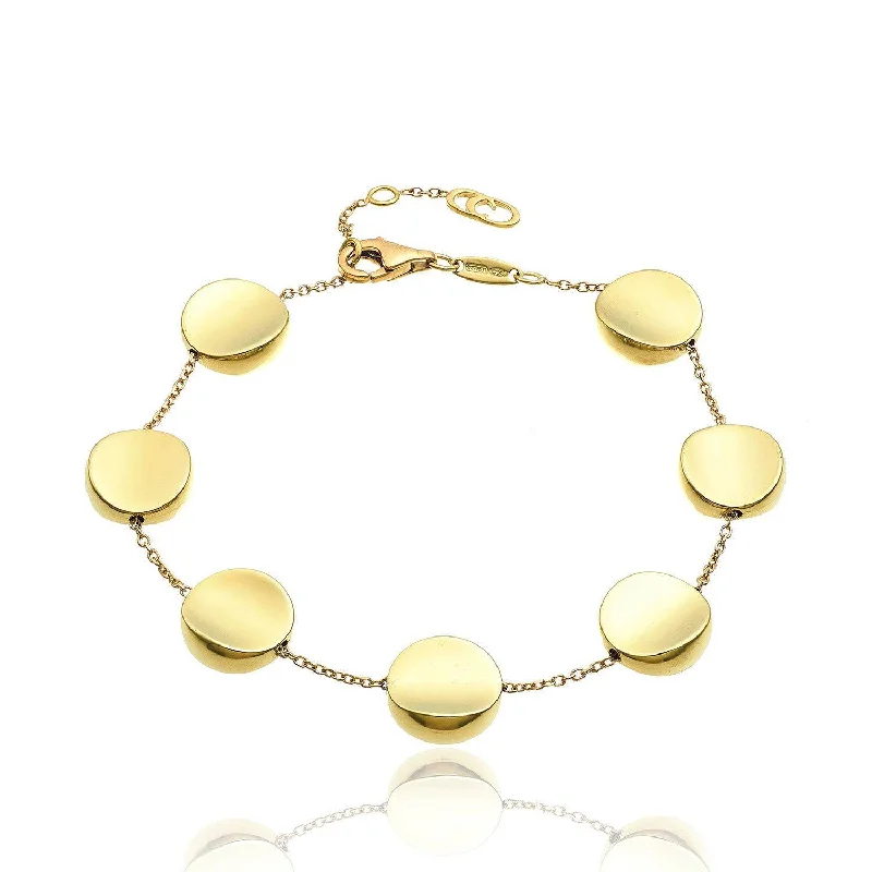 Gold Charm Bracelets for Women-Armillas Glow 18ct Yellow Gold Flat Large Circle Bracelet