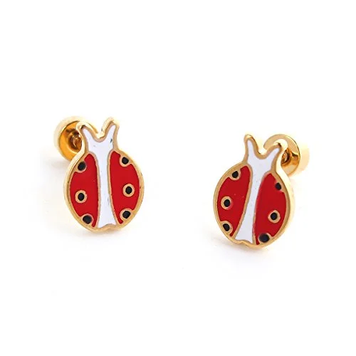 Dangle Hoop Earrings-SEXY SPARKLES stainless steel Lady Bug stud earrings for girls teens women Hypoallergenic Jewelry