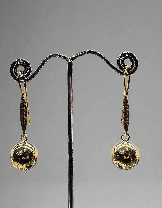 Double Drop Earrings-Gold Fill Bauble Drop Earrings