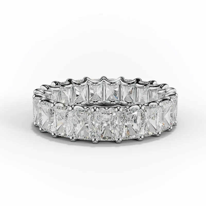 Gold Signet Ring-5.0 Carat Radiant Cut Diamond Eternity Band Shared Prong