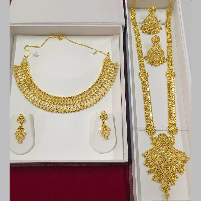 Gold Bead Necklace-Pari Art Jewellery Forming Double Necklace Set