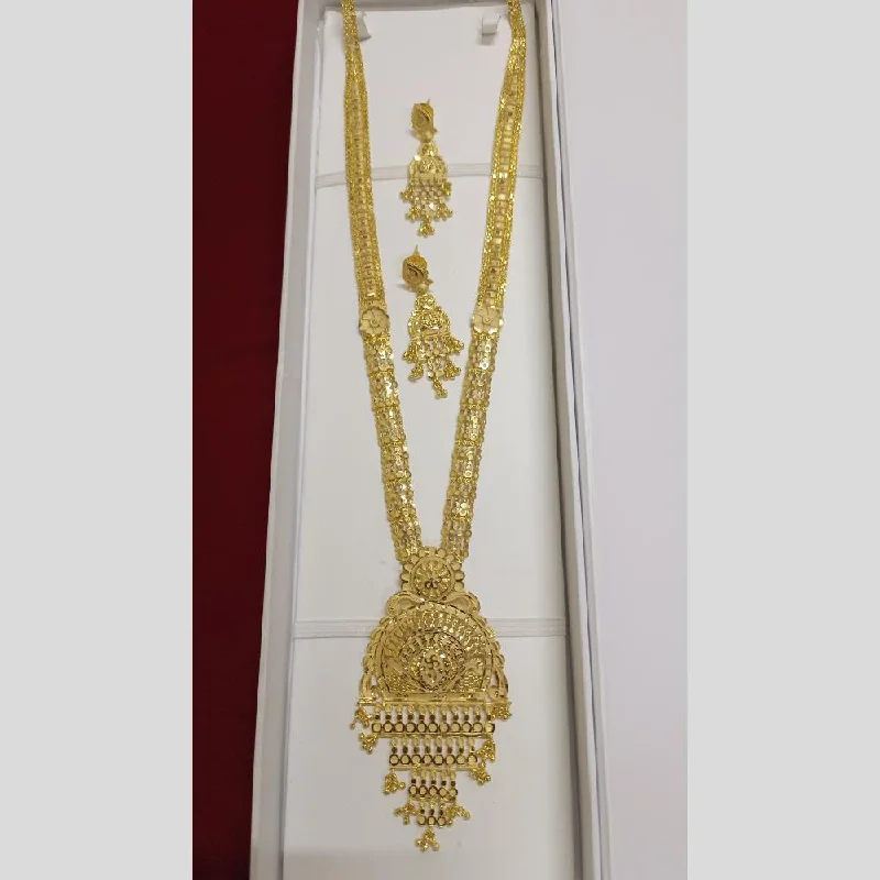 Pearl and Gold Necklace-Pari Art Jewellery Forming Long Necklace Set