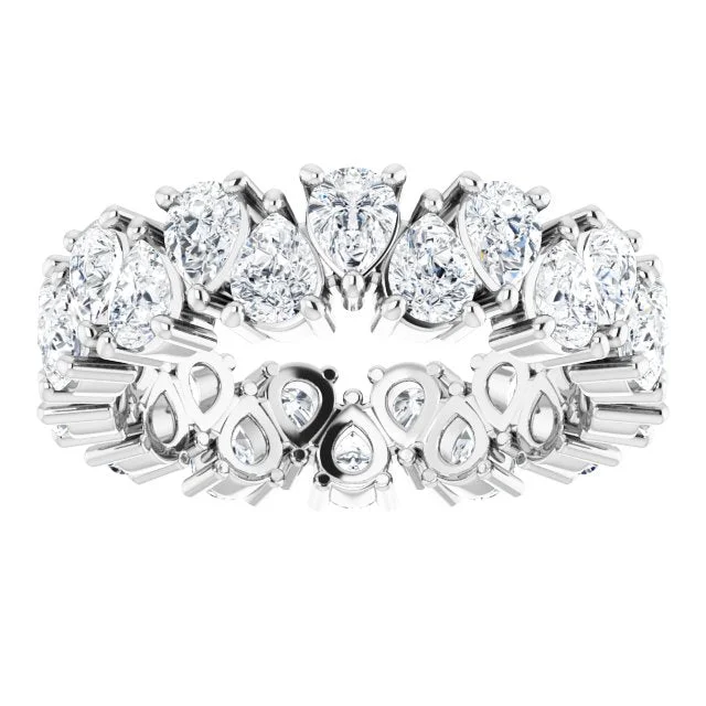 Luxury White Gold Ring-5.46 ct. Pear Diamond Eternity Band