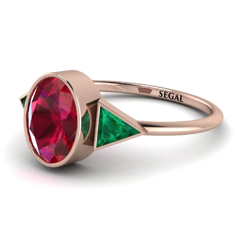 Black Sapphire Ring-Alifya Custom Geometrical Bezel Ruby Ring - Trinity No. 500