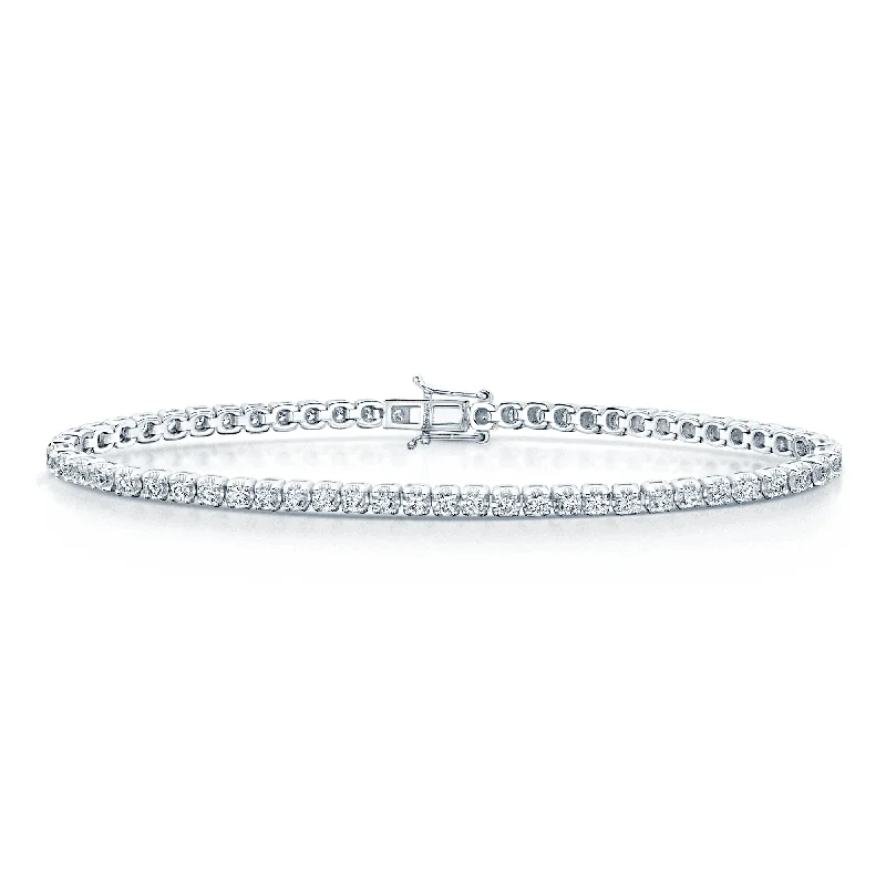 Custom Couples Bracelets-Platinum Diamond 3.00ct Claw Set Tennis Bracelet