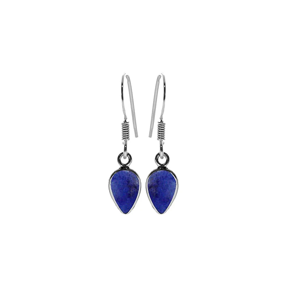 Chunky Gold Hoop Earrings-Sterling Silver Lapis Lazuli Inverted Teardrop Earrings