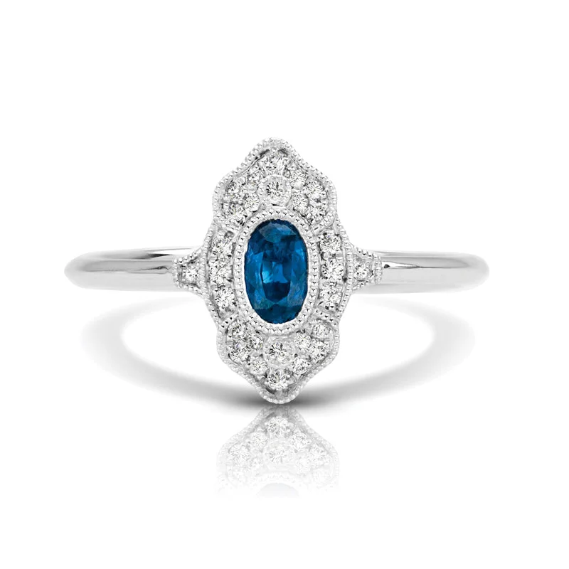 Custom Birthstone Ring-Vintage Inspired 0.35 ct. Natural Blue Sapphire Ring