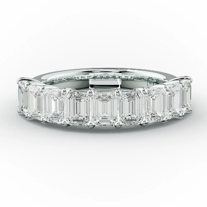 Sparkly Diamond Ring-2.0 Carat Emerald Cut Diamond Anniversary Band