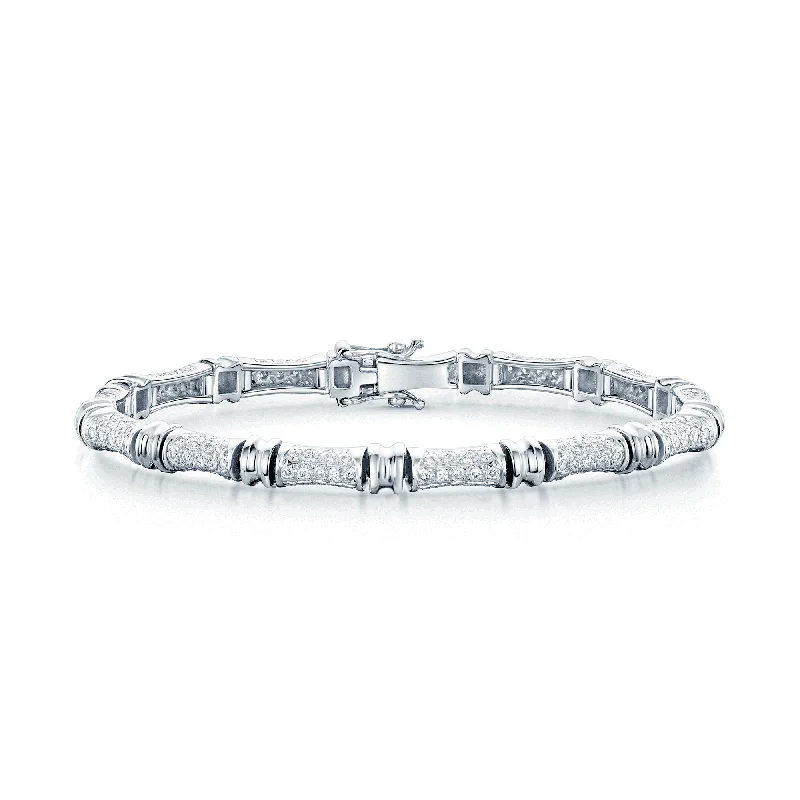 Custom Bead Bracelets-18ct White Gold Round Brilliant Cut Diamond Pave Set Bracelet