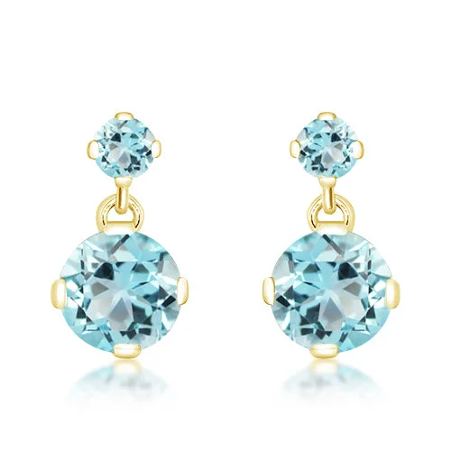 Handmade Earrings-Unique & Co Gold Blue Topaz Drop Earrings