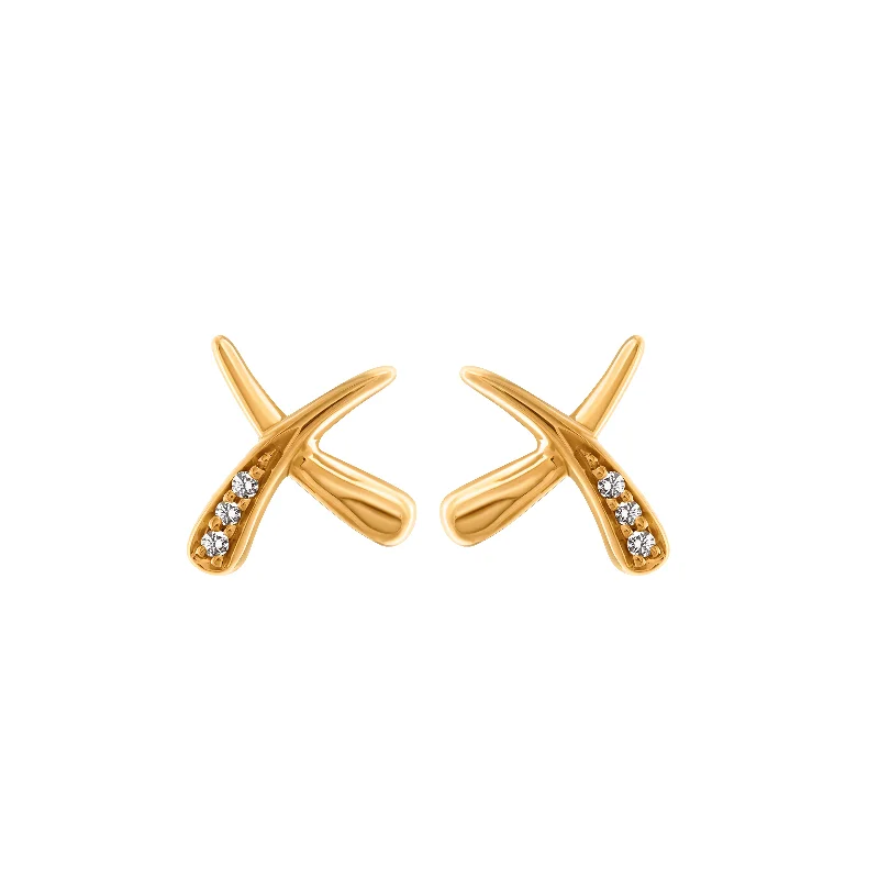 Simple Gold Earrings-Lucy Q 18ct Gold and Diamond Kiss Stud Earrings