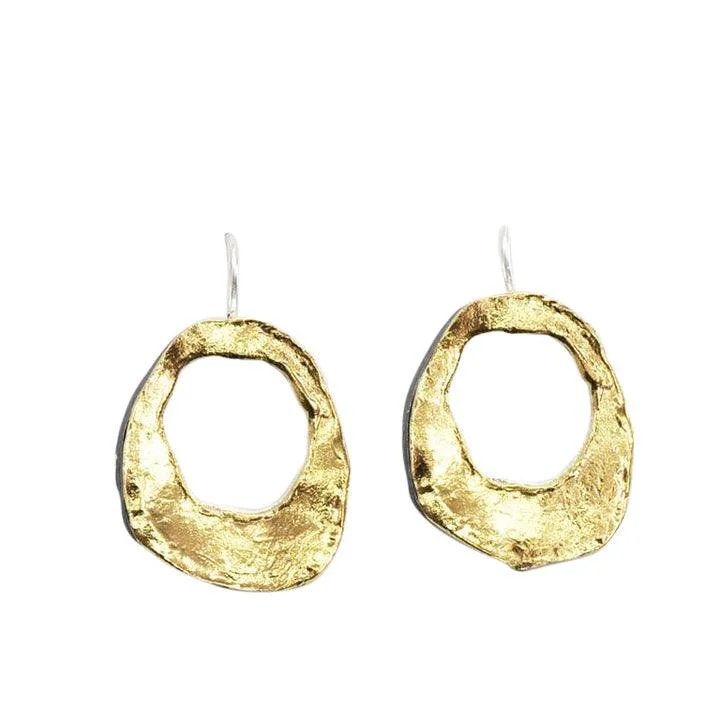 Elegant Leaf Earrings-Gold Vermeil Two Colour Drop Earrings