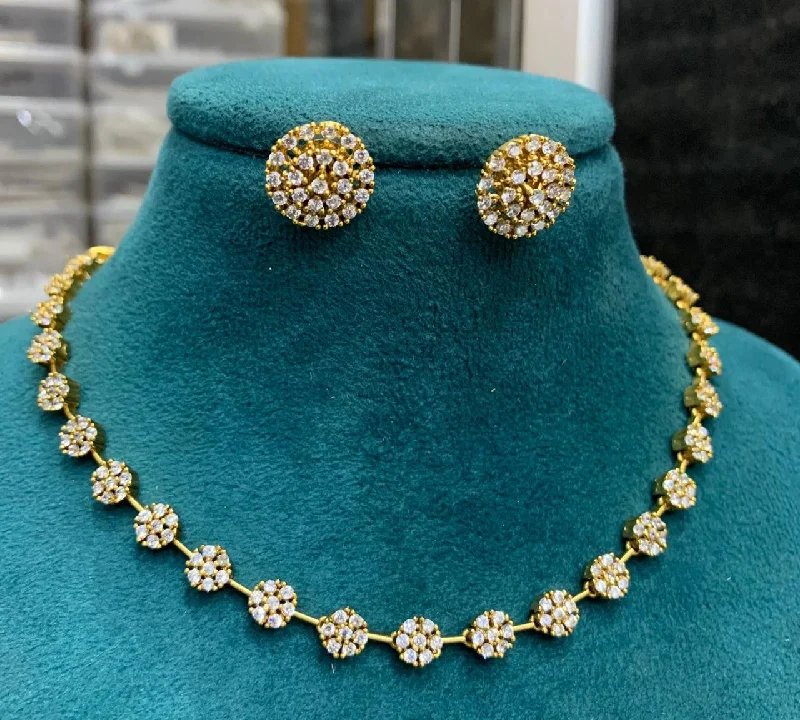 Elegant CZ Necklace-Sona Creation Gold Plated Austrian Stone Necklace Set