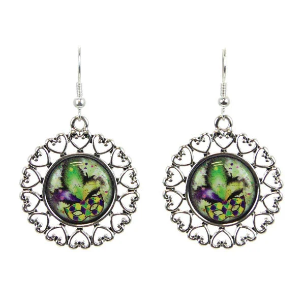 Moonstone Earrings-Mardi Gras Earrings Harlequin Mask