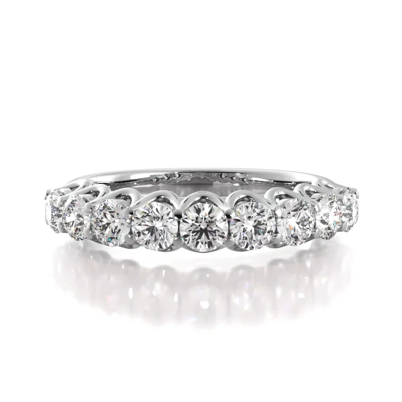 Handcrafted Diamond Ring-1.08 ct. Round Diamond Wedding Band