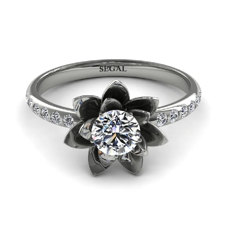 Titanium Wedding Band-Adam's custom Lotus Flower Diamond ring - Lotus no. 31