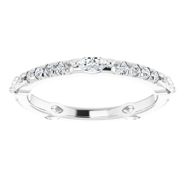 Custom Wedding Band-0.80 ct. Prong Set  Marquise & Round Diamond Eternity Band