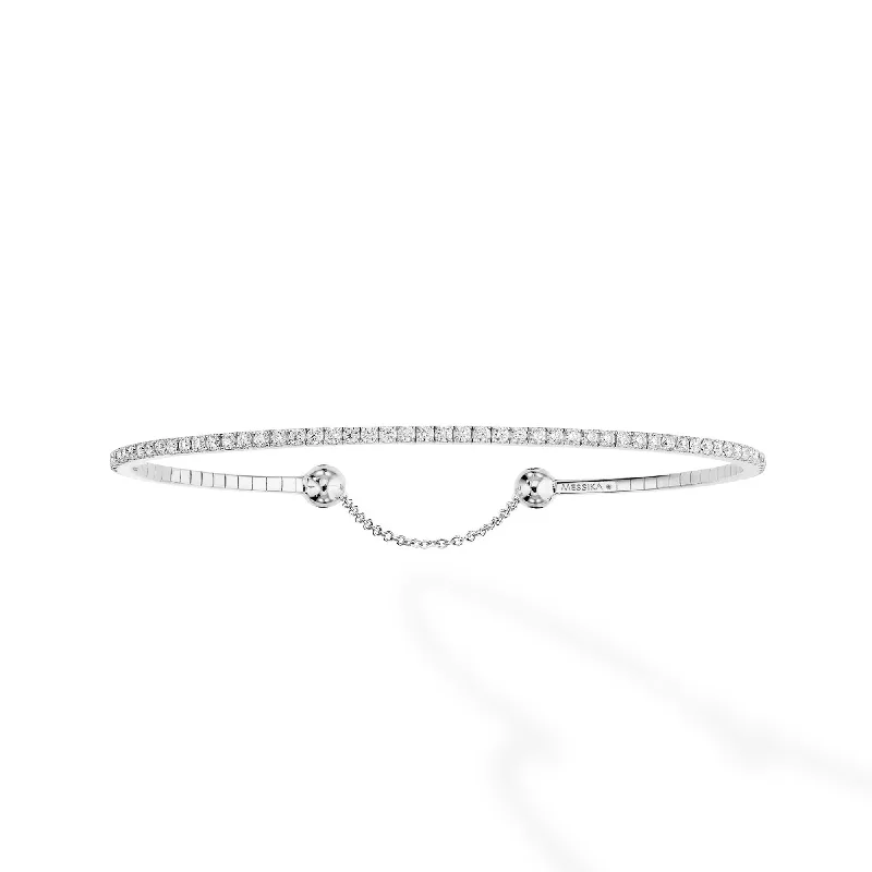 Custom Couple’s Bracelets-18ct White Gold Skinny Diamond Bracelet