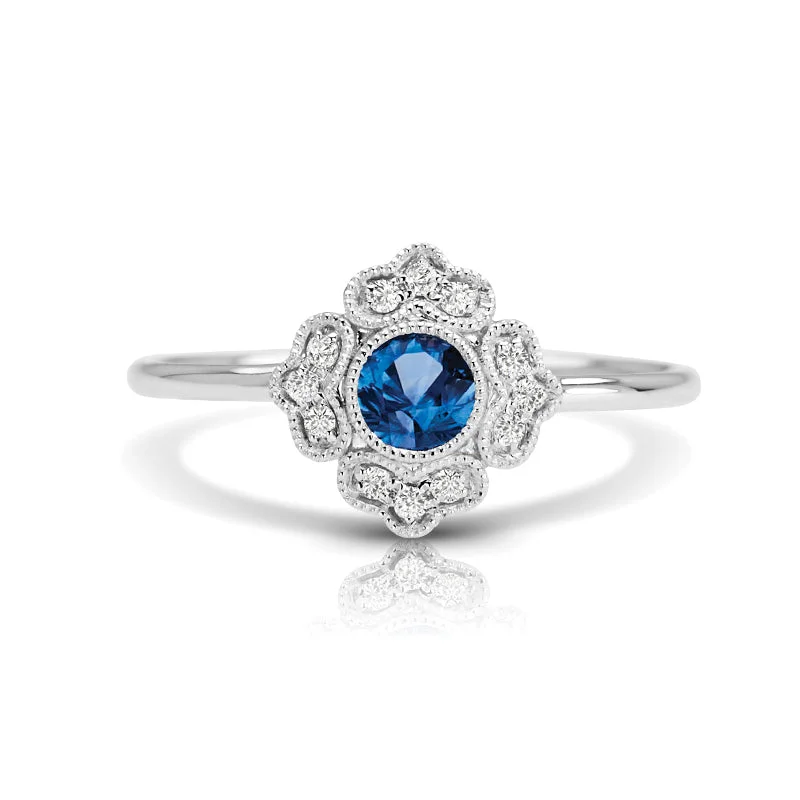 Designer Wedding Ring-Antique Style 0.25 ct. Natural Blue Sapphire Ring