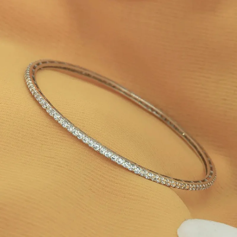 Designer Gold Bangles-Silver zircon bangle