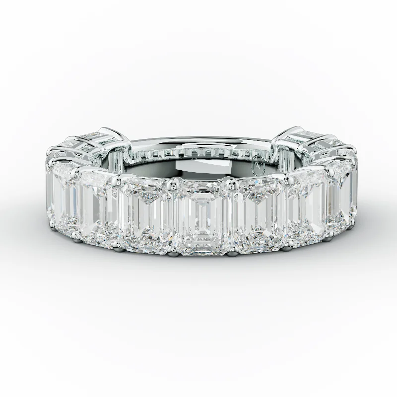 Classic Gemstone Wedding Band-7.0 Carat Emerald Diamond Anniversary Band