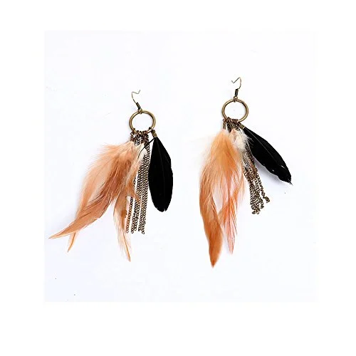 Luxury Gemstone Earrings-SEXY SPARKLES Dangling Genuine Natuarl long Hand Made Feathers Earrings for Women and Teen