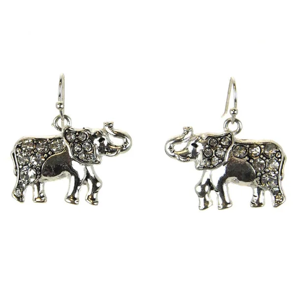 Custom Name Earrings-Elephant Earrings Rhinestones