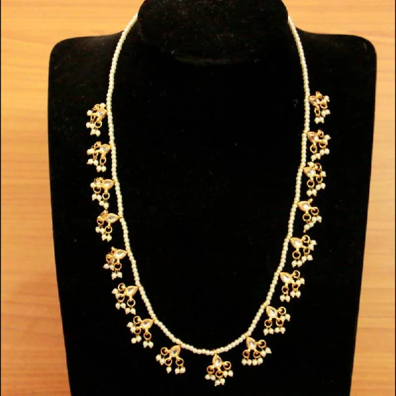 Stylish Pendant Necklace-SNERA Gold Plated Kundan Stone & Pearls Necklace Set