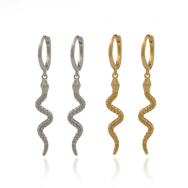 Elegant Gemstone Earrings-Serpiente Huggie