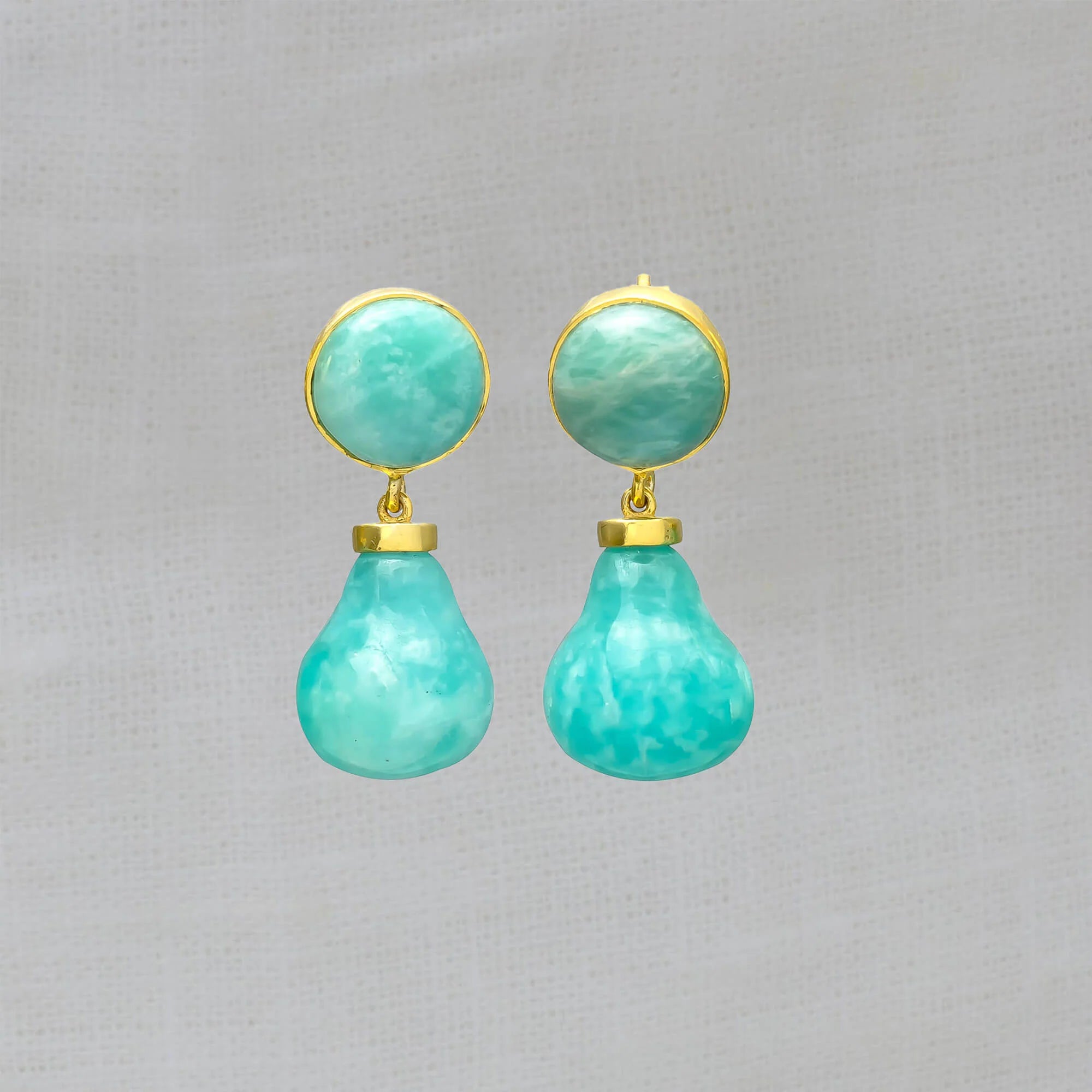 Luxury Diamond Earrings-Gold Lumi and Amazonite Earrings