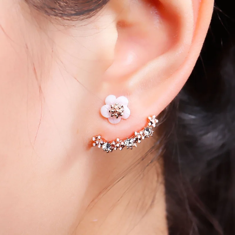 Statement Chandelier Earrings-Sexy Sparkles Ear Jacket Stud Earrings Back Ear Cuffs Stud Earring