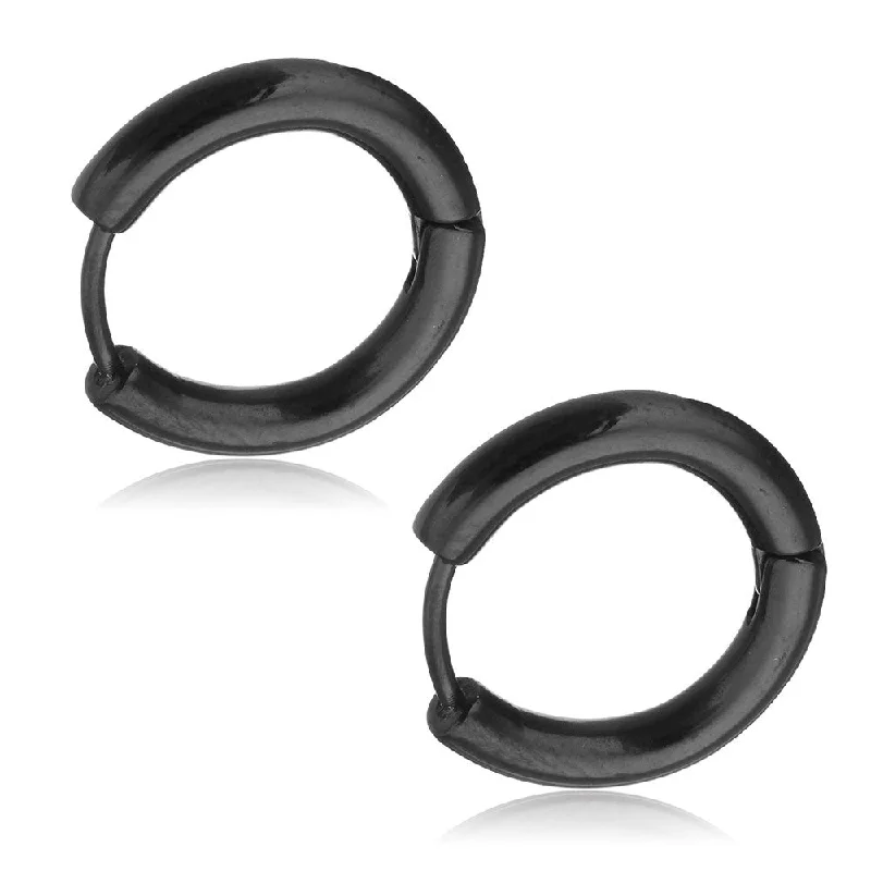 Casual Silver Earrings-SEXY SPARKLES SS 1Pair Black Stainless Steel Mens Womens Hoop Earrings Cartilage Lip Piercing Nose Hoop Hypoallergenic 12mm