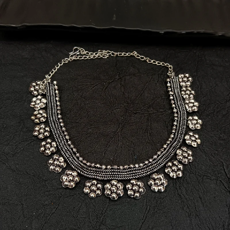 Gold Bead Necklace-Deep Jewell Oxidised Plated Necklace