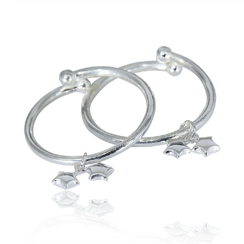 Heavy Silver Bangles-92.5 heart shaped bangle for kids