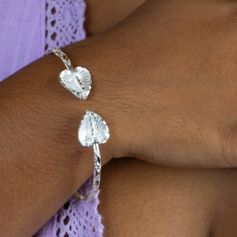 Stackable Bangles for Brides-Light Anthurium Bangle with Diamante Pattern