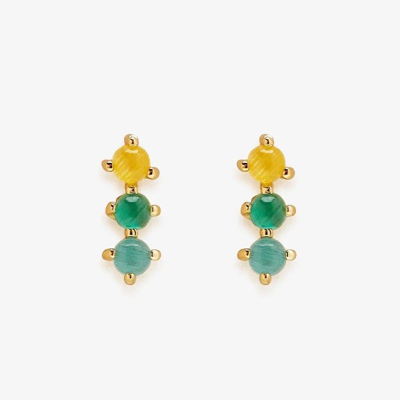 Statement Chandelier Earrings-3 Stone Stud Earrings