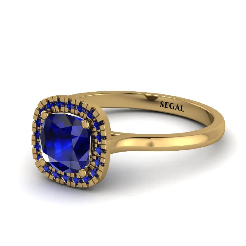 Colored Gemstone Ring-Vintage Classic Halo Cushion Sapphire Ring - Skylar No. 73