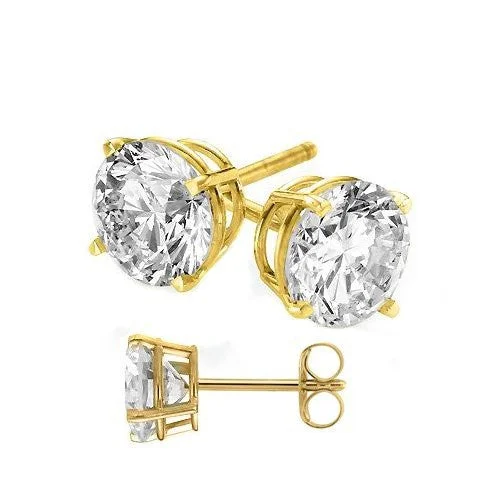 Vintage Crystal Earrings-14 Karat Gold Overlay on 925 Sterling Silver Earrings. Top Quality Cubic Zirconia Round Stones