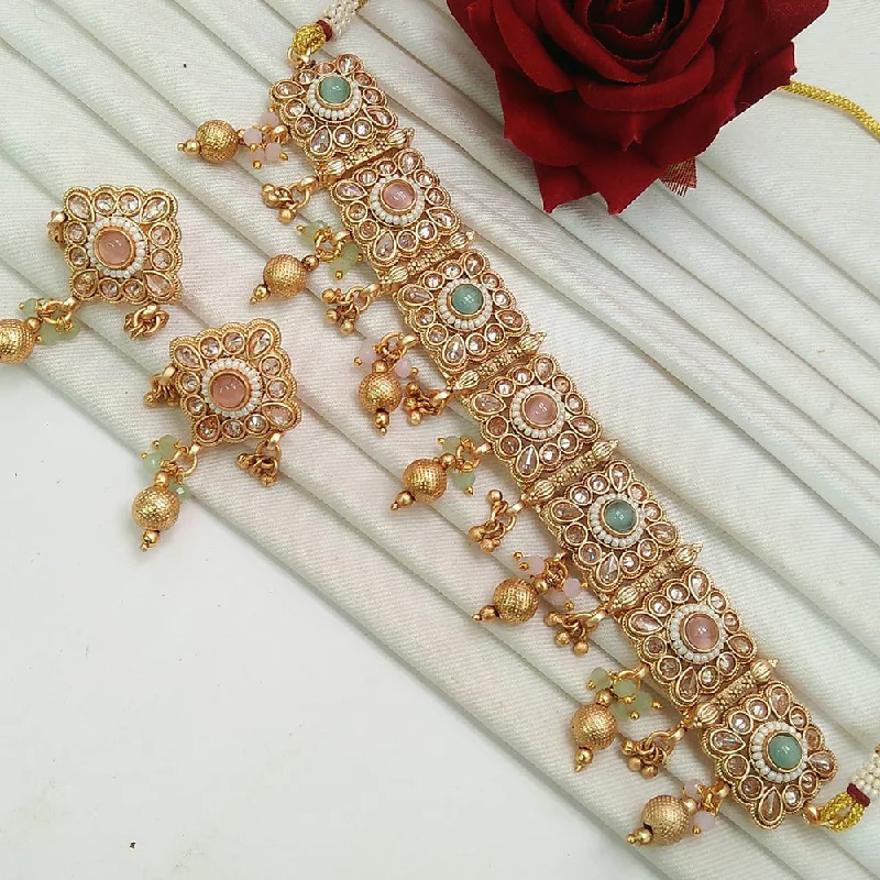 Bold Crystal Necklace-Everlasting Quality Jewels Gold Plated Crystal Stone Necklace Set