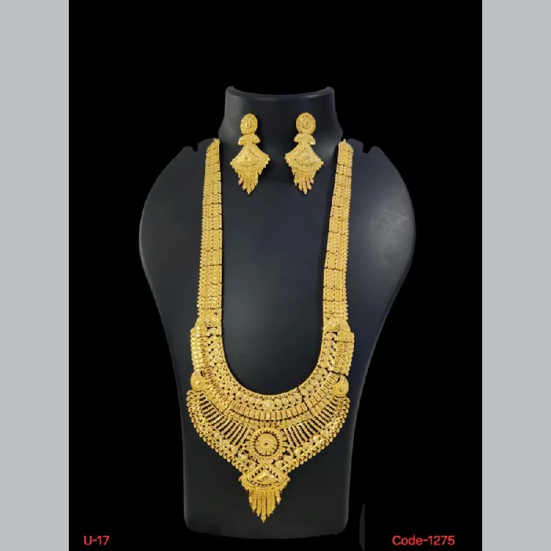 Gold Bead Necklace-Pari Art Jewellery Forming Long Necklace Set