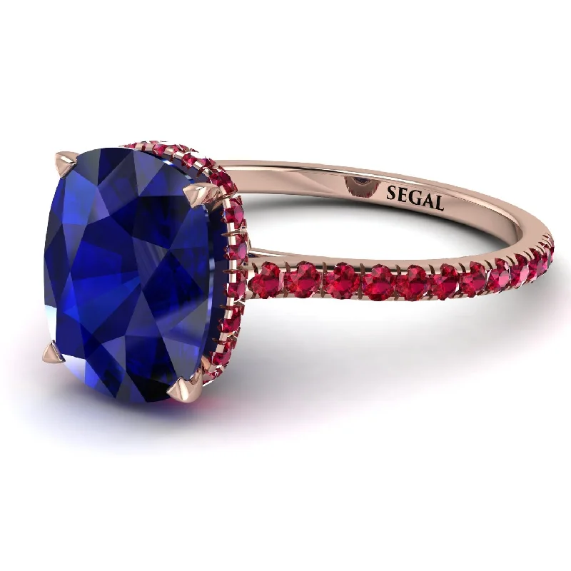 Fashion Diamond Ring-Hidden Halo Cushion Sapphire Ring - Alayna No. 59