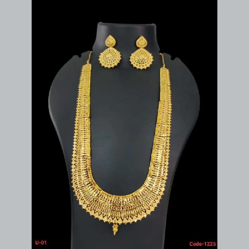 Gold Choker Necklace for Women-Pari Art Jewellery Forming Long Necklace Set