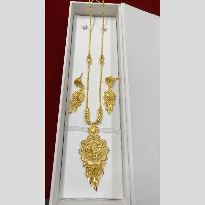 High-End Gold Necklace-Pari Art Jewellery Forming Long Necklace Set