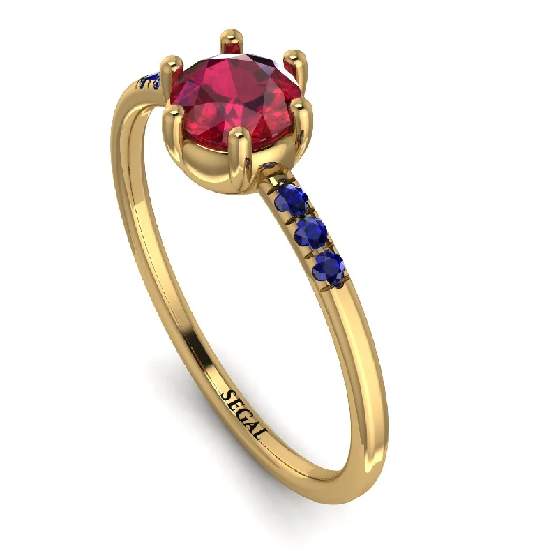 Large Statement Gold Ring-Basket Sapphire Ring - Summer No. 70