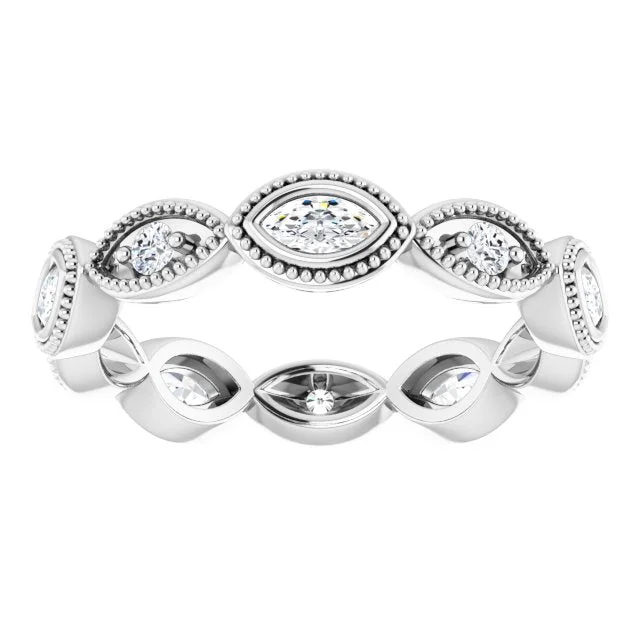 Vintage Art Deco Ring-Vintage Inspired 0.75 ct. Marquise & Round Diamond Eternity Band