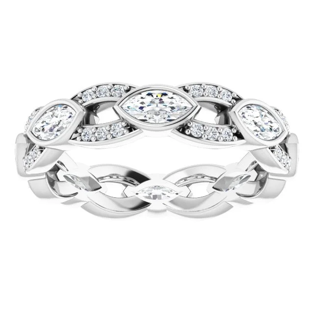 Cute Animal Rings-1.36 ct. Marquise & Round Diamond Eternity Band