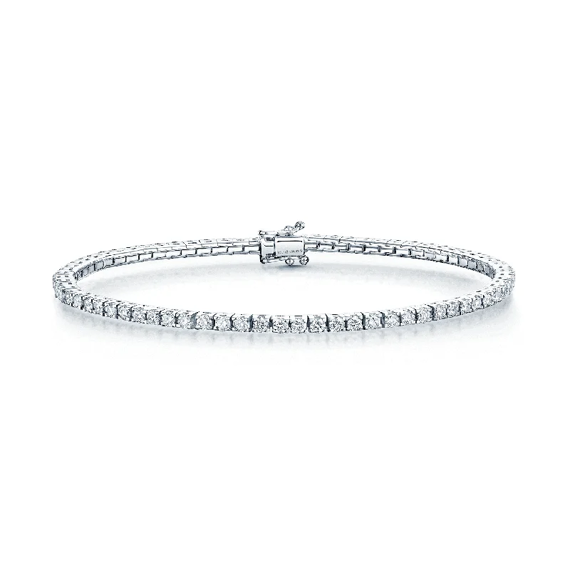 Gold Cuff Bracelets with Diamonds-18ct White Gold Round Brilliant Cut Diamond Claw Set Tennis Bracelet