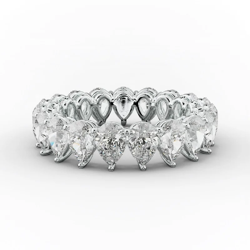 Solitaire Engagement Ring-4.0 Carat Pear Shape Diamond Eternity Band Shared Prong