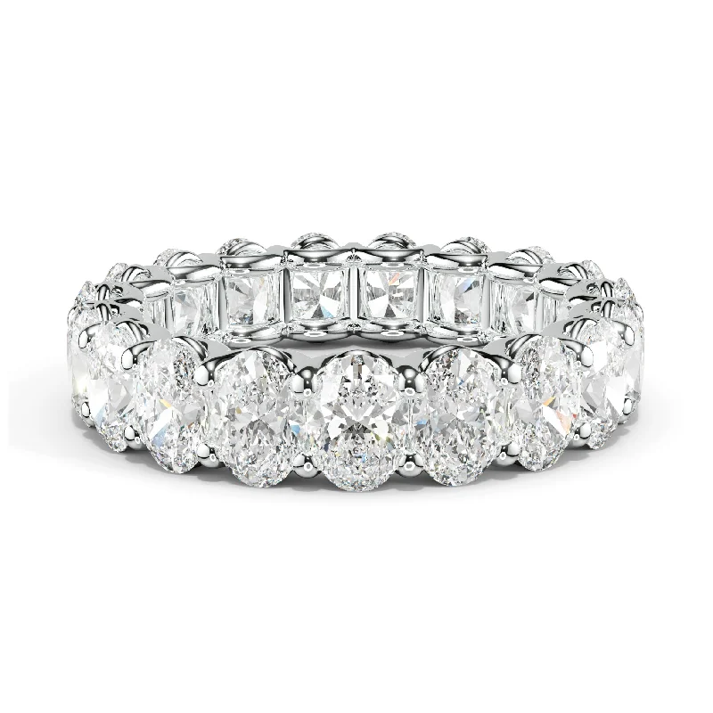 Custom Engagement Ring Set-5.0 Carat Oval Cut Diamond Eternity Band Shared Prong